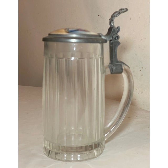 Antique 1800's Hand Painted Porcelain Glass Pewter German Lidded Beer Stein Mug For Sale - Image 9 of 12