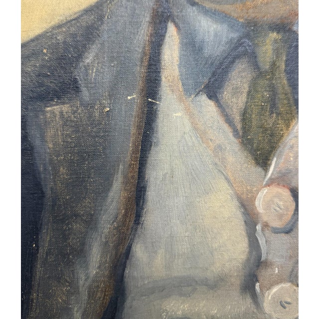 Portraiture Portrait of a Gentleman Oil Painting on Board by McKie Trotter, 1942 For Sale - Image 3 of 6