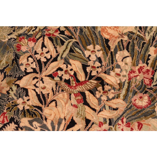 Art Nouveau 1990's Pak-Persian Black/Beige Wool Rug - 6'0'' X 8'11'' For Sale - Image 4 of 9