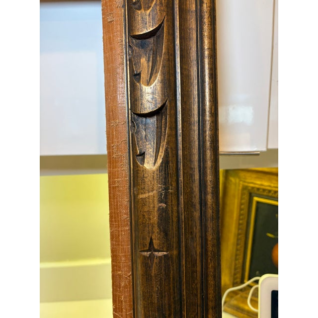 Mid 20th Century Vintage Carved Wood Picture Frame With Linen Liner For Sale - Image 5 of 18