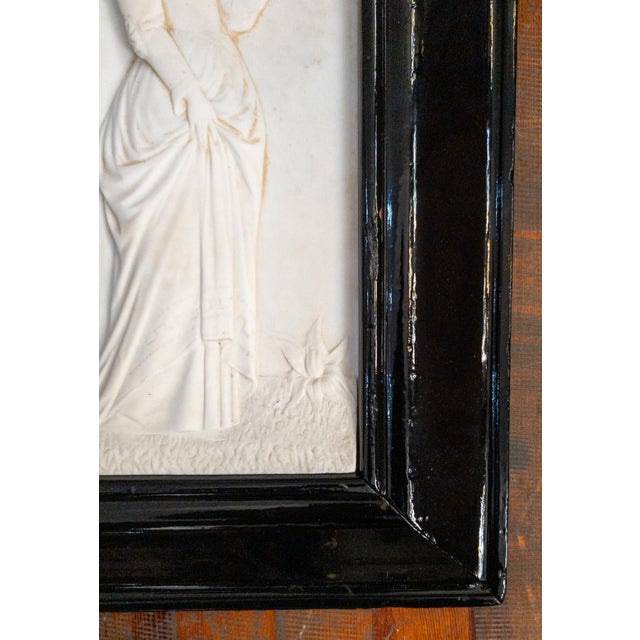 19th Century American Victorian Carved Bas Relief Marble Plaque of Lady With Dove For Sale In New York - Image 6 of 10
