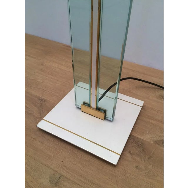 Glass, Brass and Lacquered Metal Floor Lamp, Circa 1970 For Sale - Image 9 of 11