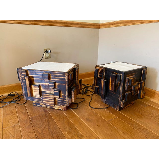 2010s Studio Brutalist Sculpted Floor Lamps - a Pair For Sale - Image 5 of 12