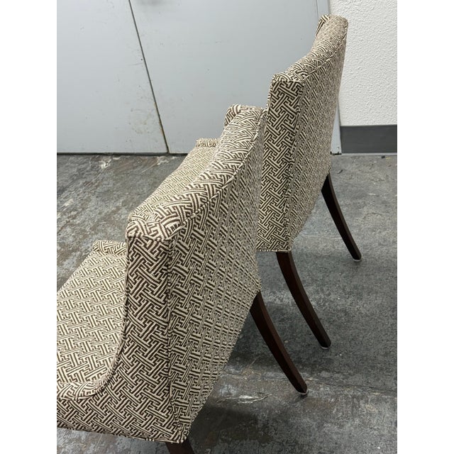 Taupe Custom Design Dining Chairs With Splayed Legs, Pair For Sale - Image 8 of 12