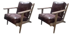 21st Century Pair of Four Hands Irondale Brooks Leather Lounge Chairs