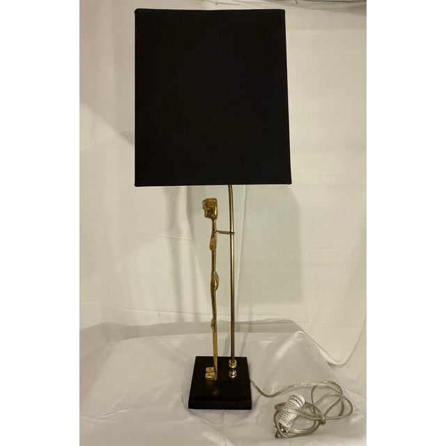 Arteriors Home Stunning Arteriors Home Katie Lamp (Male) Brass With Black Shade and Iron Base For Sale - Image 4 of 10