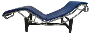 Chaise Lounge in Blue Leather in the style Le Corbusier, 1990s