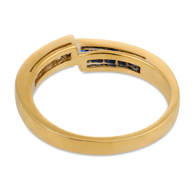 Vintage Diamond Sapphire 18k Yellow Gold Band, Size 6.5 For Sale In Los Angeles - Image 6 of 7