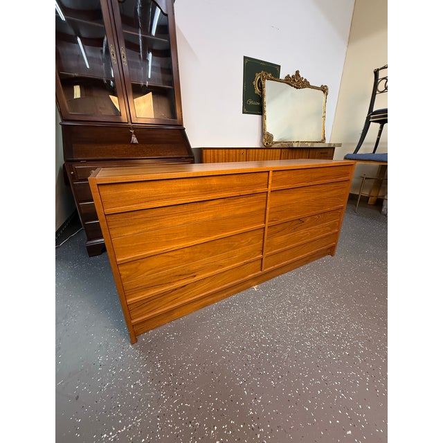 Mid-Century Modern 1970s Danish Modern Six Drawer Teak Dresser For Sale - Image 3 of 12