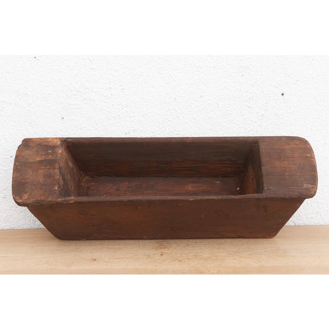 Long Rustic Wood Rectangular Bowl For Sale In Los Angeles - Image 6 of 7