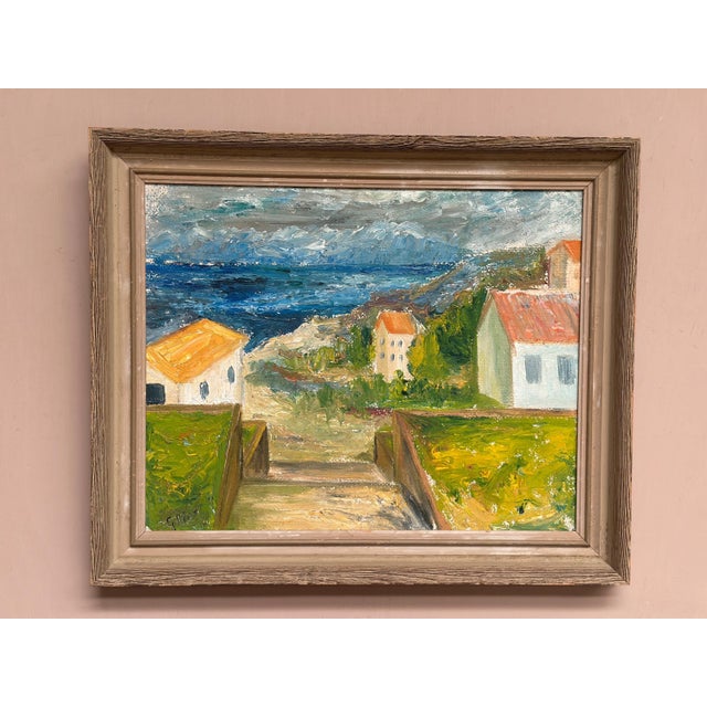 Coastal Landscape with House, 1950s, Oil Painting on Panel, Framed For Sale - Image 18 of 18