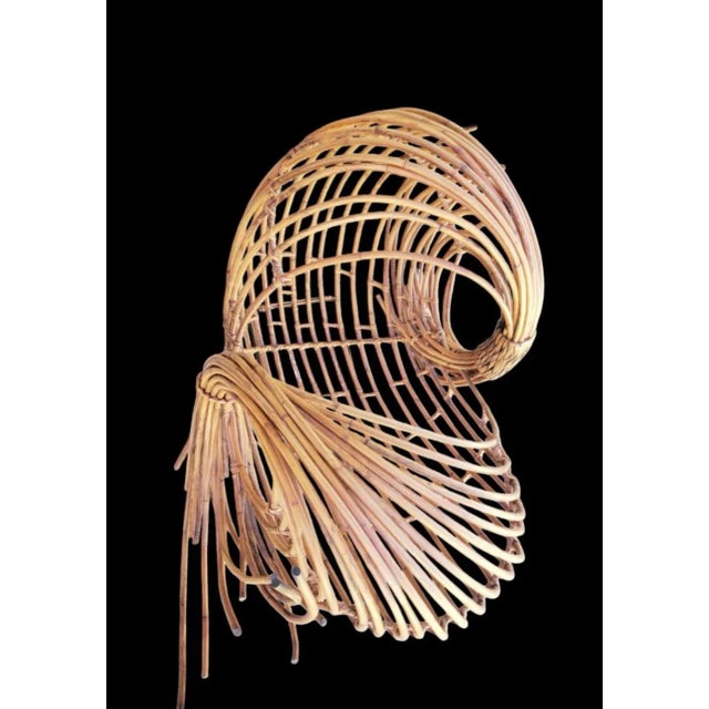 Vintage Large Organic Vortex Mid Century Modern Japanese Bent Rattan Sculptural Table Room Decor Art For Sale In West Palm - Image 6 of 7