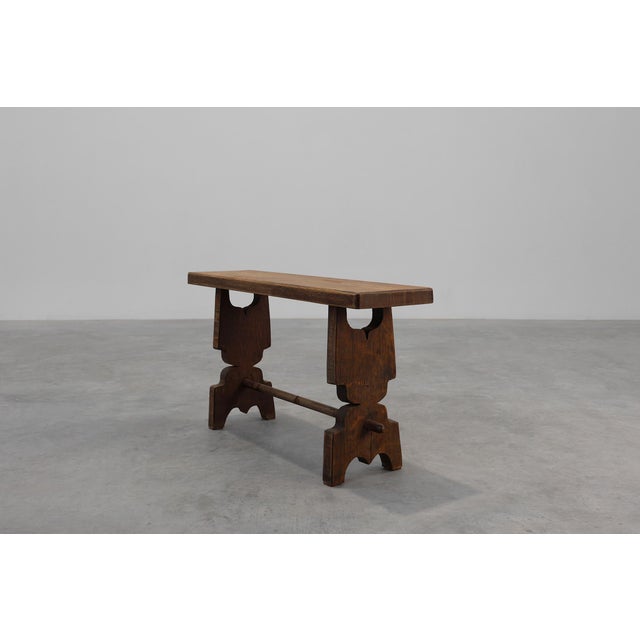 Wood Rustic French Oak Bench, France, 1900s For Sale - Image 7 of 12