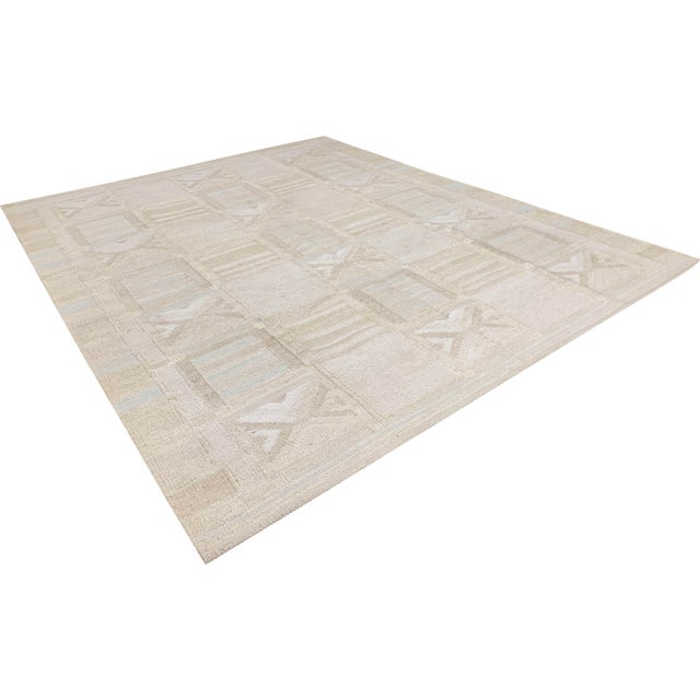 White Swedish Style Kilim Deco Rug 8' X 10' For Sale - Image 8 of 8