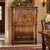 Antique Flemish Gothic Revival Carved Oak & Iron Pass-Through Credence Cabinet on Stand – Circa 1900 Period: Late 19th to...