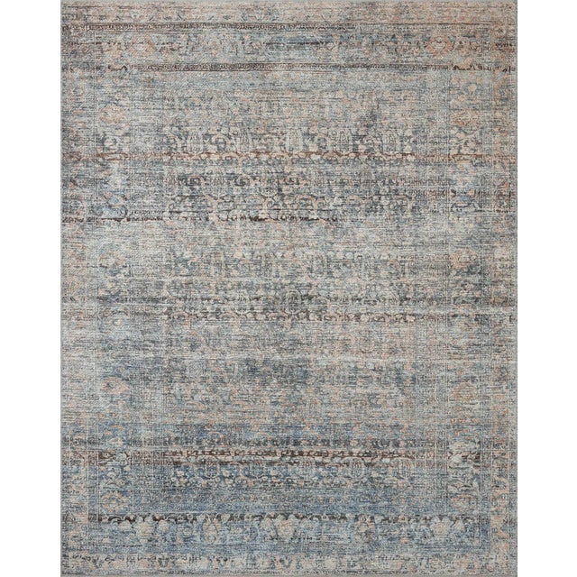 Amber Lewis x Loloi Billie Denim / Blush 18" x 18" Sample Rug For Sale