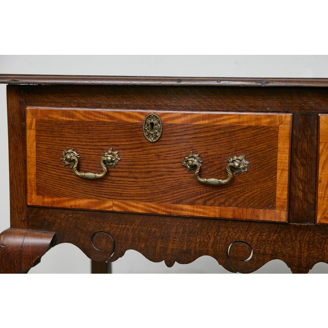 Wood English 19th Century Two-Toned Oak Server with Drawers and Carved Apron For Sale - Image 7 of 12