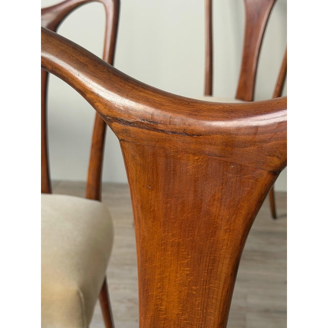 Wood Italian Mid-Century Sculptural Dining Chairs, Circa 1950s - A Set of 6 For Sale - Image 7 of 12