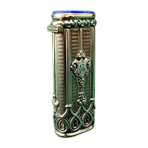 Antique Silver Lighter Case with Blue Stones and Ornaments