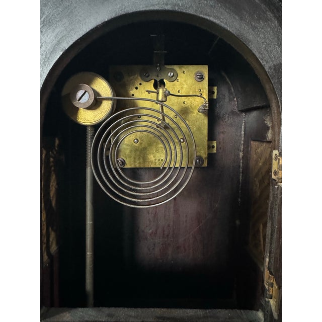 Late 19th Century Antique 15" Mahogany Bracket Clock Brass Dial Marked Hare Baltimore For Sale - Image 5 of 12