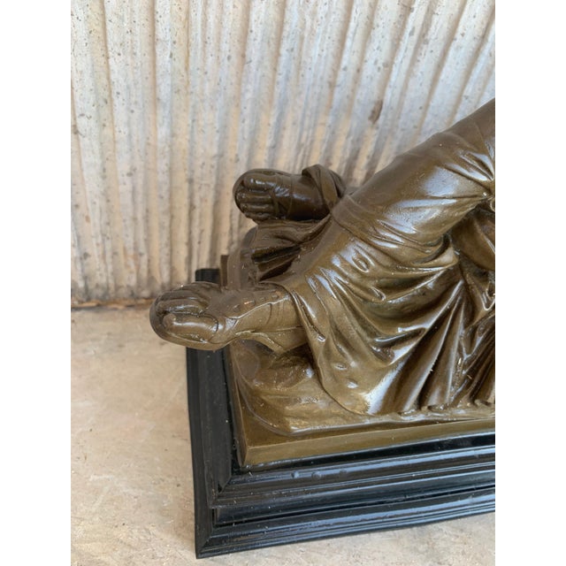 Neoclassical Italian Bronze Tuscany Neoclassical Style Sculpture Featuring a Relaxed Woman For Sale - Image 3 of 12
