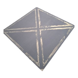 New Handmade Wallpaper With Metallic Geometric Pattern on Paper-Textile Runo For Sale