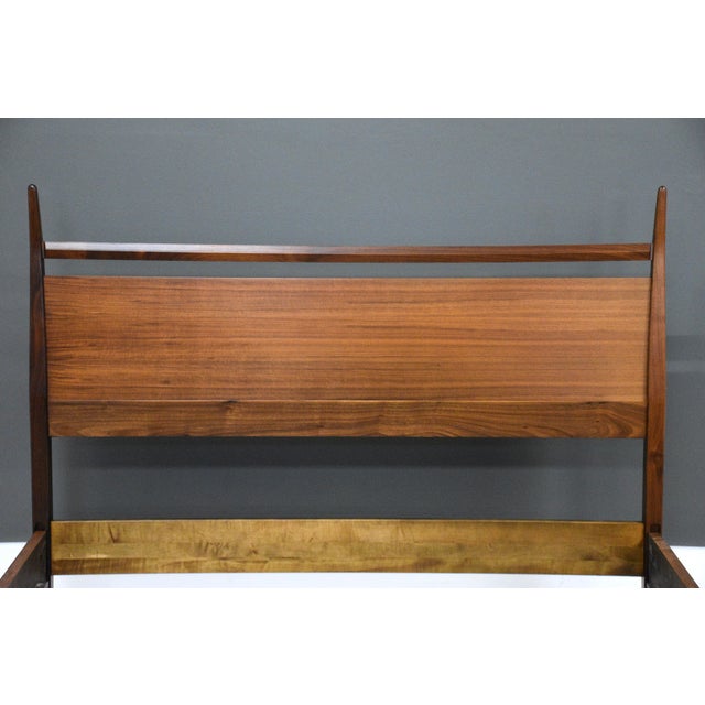 1960s Refinished Walnut Mid Century Full Bed For Sale - Image 4 of 8