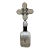 Handmade Crystal Cross Assemblage Sculpture on Embossed Clear Glass Flask For Sale