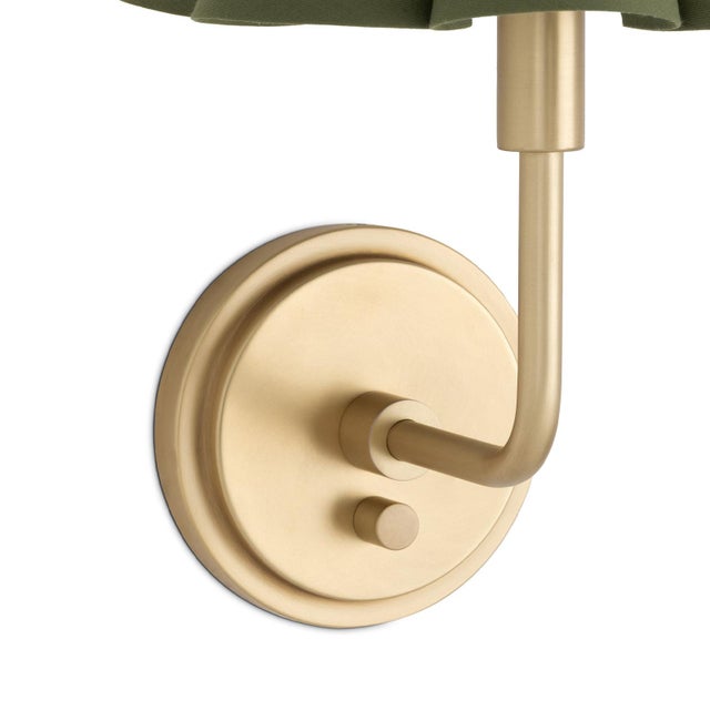 Contemporary Regina Andrew Polly Sconce Single, Natural Brass with Olive Scalloped Shade For Sale - Image 3 of 5