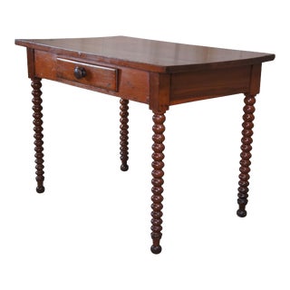 Antique 19th Century American Victorian Poplar Bobbin Turned Legs Desk For Sale