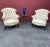 A pair of French 19th century tufted armchairs with cabriole legs. Capturing the intricate details and romantic beauty of...