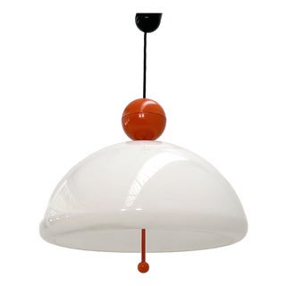 Orange Saliscendi Pendant Light attributed to Elio Martinelli for Martinelli Luce, 1970s For Sale
