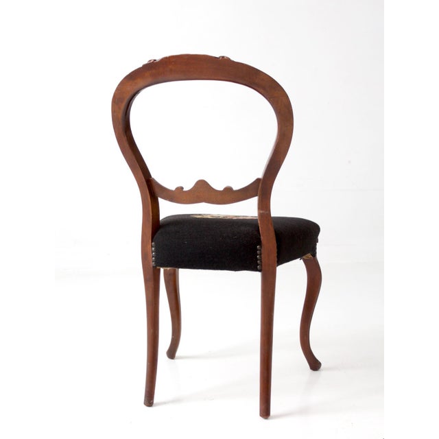 Antique Victorien Balloon Back Chair With Floral Needpoint Upholstery For Sale - Image 9 of 15