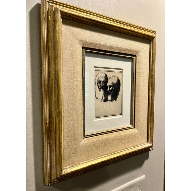 Cream Mid 20th Century Harold W. Hogan Artist’s Proof Etching | Signed Original Figurative Print, Custom Framed For Sale - Image 8 of 9