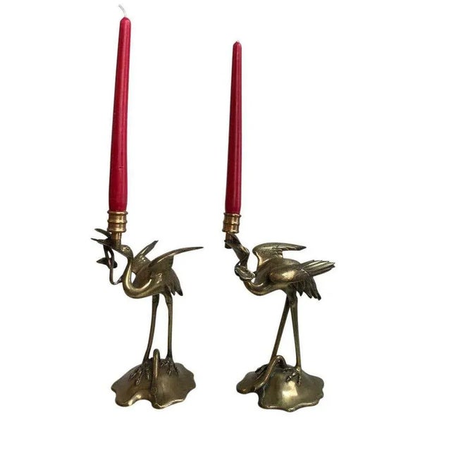 A beautiful pair of brass stalk candelabras, 19th century. The pair are finely decorated as stalks, belonging to the...