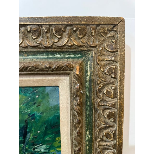 Oil on Canvas, Mediterranean Villa With Garden Artist: Johannes Schiefer For Sale In Atlanta - Image 6 of 7