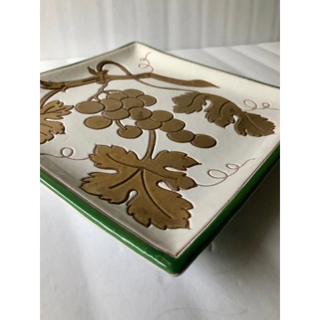 Italian Neiman Marcus Gold Grape Kelly Green Border Decorative Plate For Sale - Image 4 of 12