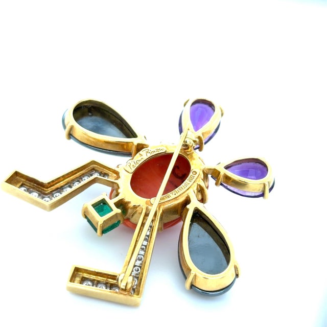Tiffany and Co. Late 20th Century Tiffany & Co. Paloma Picasso Gemstone and Diamond Insect Brooch For Sale - Image 4 of 6