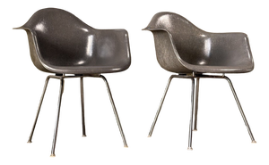 Fiberglass Armchairs Zenith C.G. Elephant Hide Grey by Charles and Ray Eames for Herman Miller, 1950s, Set of 2