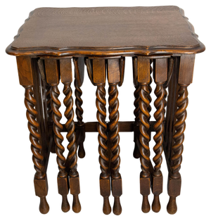 Vintage English Oak Nesting Tables, 1950s, Set of 4