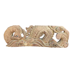 Antique Asian Chinese Carved Dragon Fragment Architectural Crown