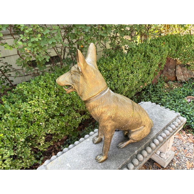 1960s Hollywood Regency Brass German Shepherd For Sale - Image 12 of 13