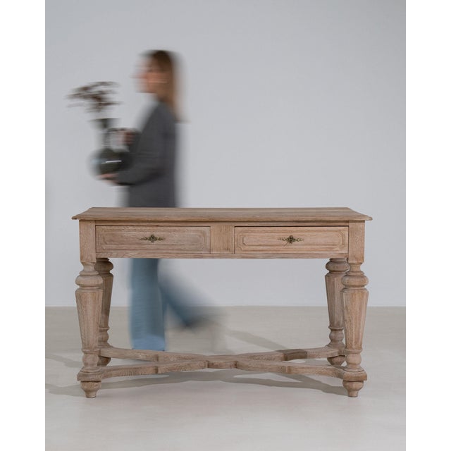 Wood 19th Century France Antique White Wood Console Table For Sale - Image 7 of 11