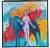 This is a large scale modern abstract oil painting of a female nude with a horse and colorful background. It is signed R....