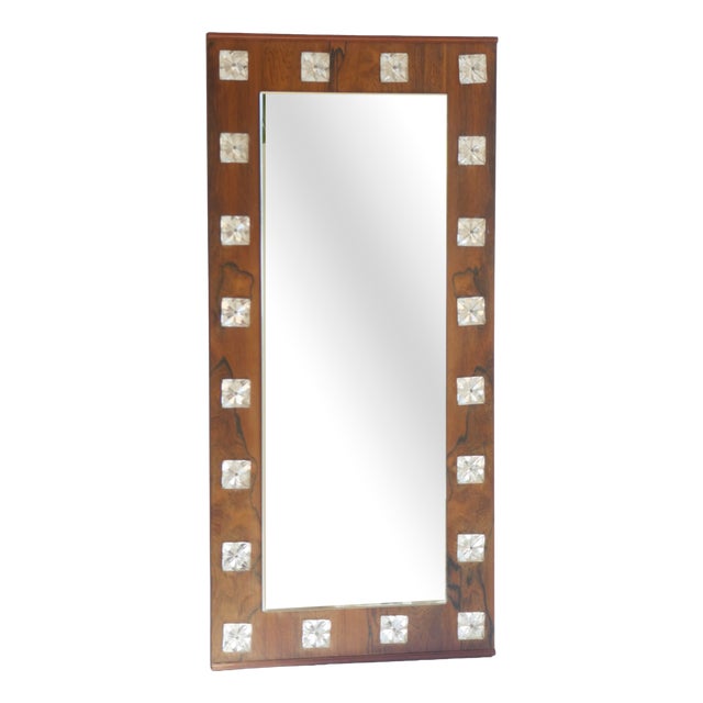 Mid-Century Scandinavian Swedish Full-Length Mirror with Acrylic Decoration, 1960s For Sale