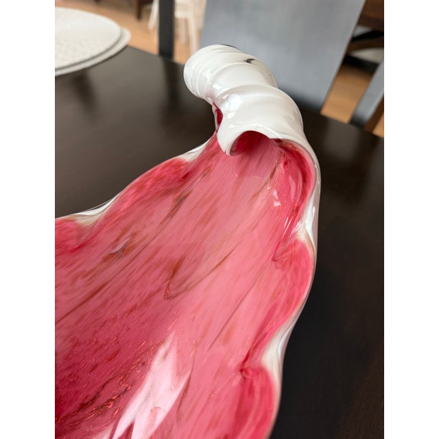 Mid 20th Century Vintage Murano Pink & White Aventurine Sculptural Centerpiece Bowl — Attributed to Fratelli Toso For Sale - Image 5 of 7