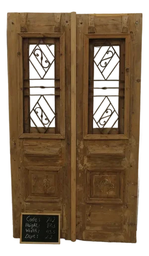 Late 19th Century Double French Doors With Metal/Glass - A Pair