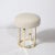 Metal Mid-Century Modernist Octagonal Polished Brass Base Stool in Holly Hunt Boucle For Sale - Image 7 of 10