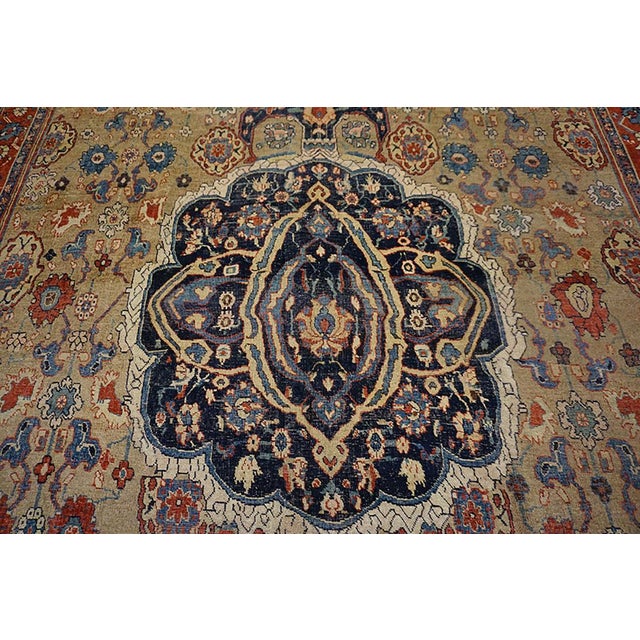 Late 19th Century 1870s Tan Camel Medallion Tribal Antique W. Persian Bijar Rug 8' 4" X 13' Handknotted Wool Carpet For Sale - Image 5 of 9