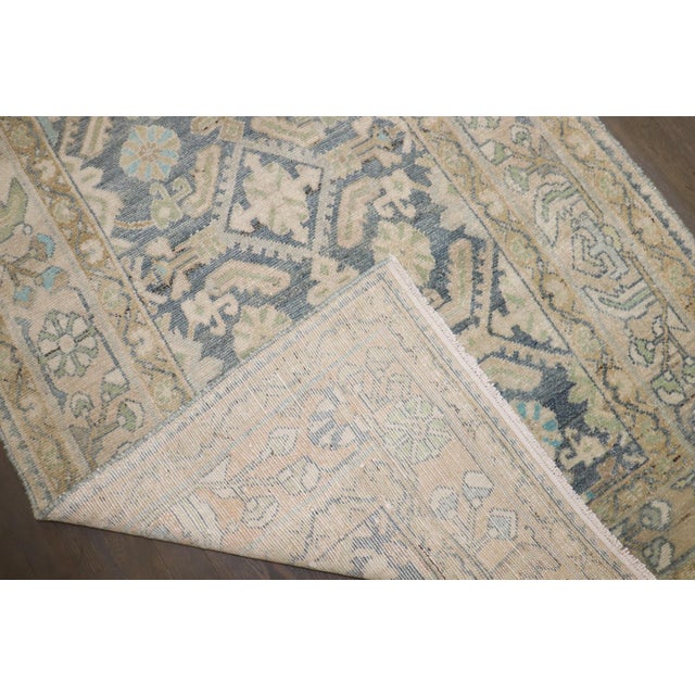 Persian Long Hamedan Sky Blue Chartreuse Runner rug no. j5211 For Sale - Image 3 of 9